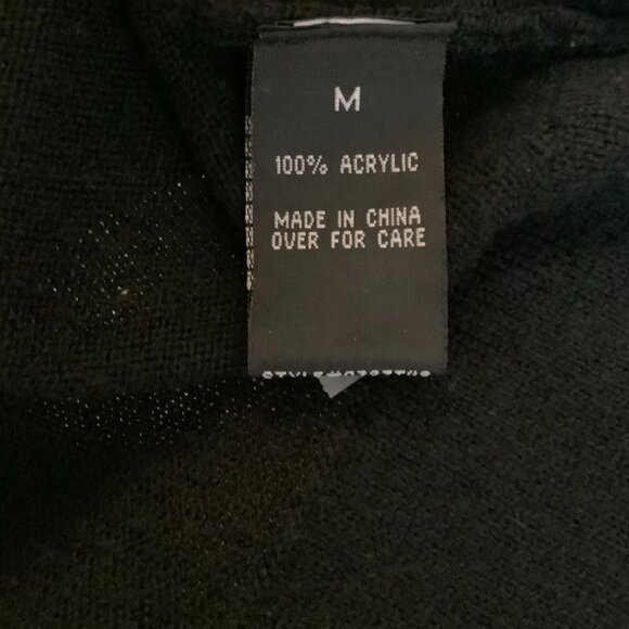 Black Sweater Feel Acrylic Dress Cowl Neck Long Sleeve Fitted Waist Sz Medium - Picture 10 of 11